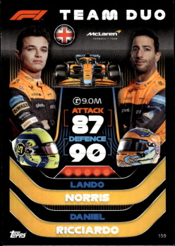 Lando Norris / Daniel Ricciardo McLaren Topps F1 Turbo Attax 2022 F1 Team Duos #159