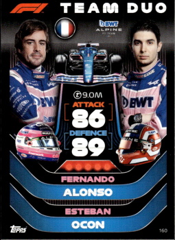 Fernando Alonso / Esteban Ocon Alpine Topps F1 Turbo Attax 2022 F1 Team Duos #160