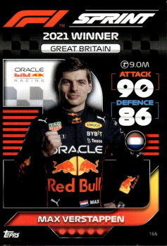 Max Verstappen Red Bull Racing Topps F1 Turbo Attax 2022 F1 Sprint Race Winners #166