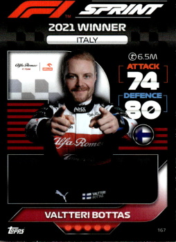 Valtteri Bottas Alfa Romeo Topps F1 Turbo Attax 2022 F1 Sprint Race Winners #167