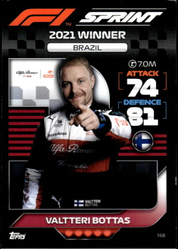Valtteri Bottas Alfa Romeo Topps F1 Turbo Attax 2022 F1 Sprint Race Winners #168