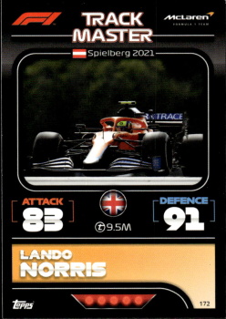 Lando Norris McLaren Topps F1 Turbo Attax 2022 F1 Track Masters #172