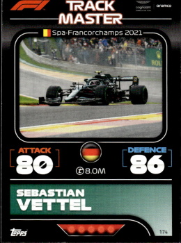 Sebastian Vettel Aston Martin Topps F1 Turbo Attax 2022 F1 Track Masters #174