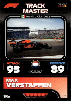 Max Verstappen Red Bull Racing Topps F1 Turbo Attax 2022 F1 Track Masters #177