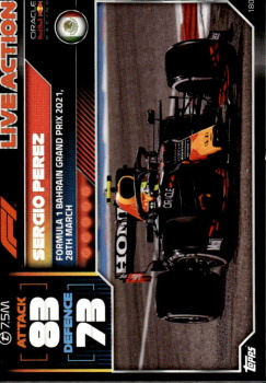 Sergio Perez Red Bull Racing Topps F1 Turbo Attax 2022 F1 Live Action 2021 #180