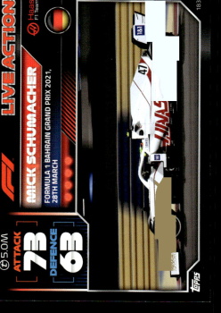 Mick Schumacher Haas Topps F1 Turbo Attax 2022 F1 Live Action 2021 #183