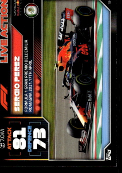 Sergio Perez Red Bull Racing Topps F1 Turbo Attax 2022 F1 Live Action 2021 #184