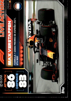 Max Verstappen Red Bull Racing Topps F1 Turbo Attax 2022 F1 Live Action 2021 #190