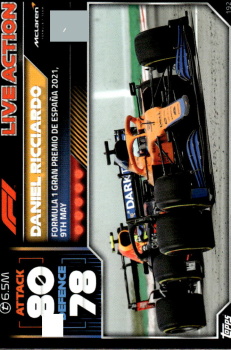 Daniel Ricciardo McLaren Topps F1 Turbo Attax 2022 F1 Live Action 2021 #192