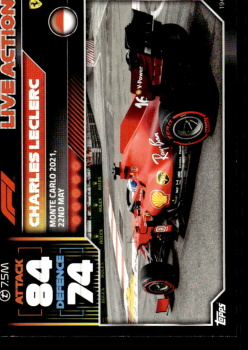 Charles Leclerc Ferrari Topps F1 Turbo Attax 2022 F1 Live Action 2021 #194