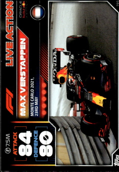 Max Verstappen Red Bull Racing Topps F1 Turbo Attax 2022 F1 Live Action 2021 #195