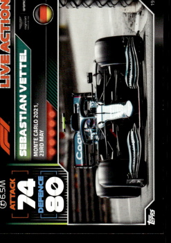 Sebastian Vettel Aston Martin Topps F1 Turbo Attax 2022 F1 Live Action 2021 #196