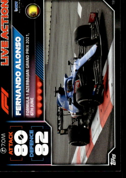 Fernando Alonso Alpine Topps F1 Turbo Attax 2022 F1 Live Action 2021 #199