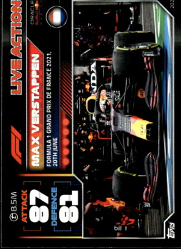 Max Verstappen Red Bull Racing Topps F1 Turbo Attax 2022 F1 Live Action 2021 #202
