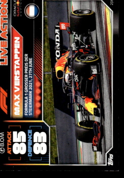 Max Verstappen Red Bull Racing Topps F1 Turbo Attax 2022 F1 Live Action 2021 #206