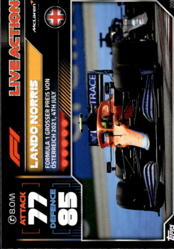 Lando Norris McLaren Topps F1 Turbo Attax 2022 F1 Live Action 2021 #208