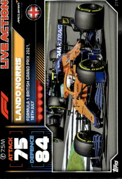 Lando Norris McLaren Topps F1 Turbo Attax 2022 F1 Live Action 2021 #211