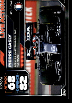 Pierre Gasly Scuderia AlphaTauri Topps F1 Turbo Attax 2022 F1 Live Action 2021 #214