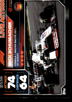 Mick Schumacher Haas Topps F1 Turbo Attax 2022 F1 Live Action 2021 #217
