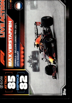 Max Verstappen Red Bull Racing Topps F1 Turbo Attax 2022 F1 Live Action 2021 #218