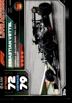 Sebastian Vettel Aston Martin Topps F1 Turbo Attax 2022 F1 Live Action 2021 #221