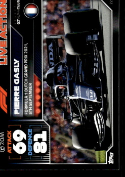 Pierre Gasly Scuderia AlphaTauri Topps F1 Turbo Attax 2022 F1 Live Action 2021 #224