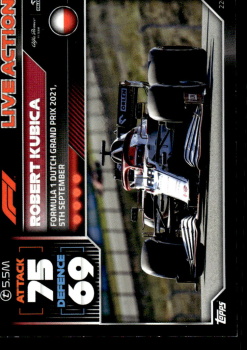 Robert Kubica Alfa Romeo Topps F1 Turbo Attax 2022 F1 Live Action 2021 #226