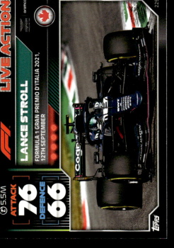 Lance Stroll Aston Martin Topps F1 Turbo Attax 2022 F1 Live Action 2021 #229