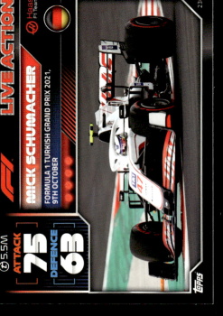 Mick Schumacher Haas Topps F1 Turbo Attax 2022 F1 Live Action 2021 #230