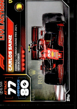 Carlos Sainz Ferrari Topps F1 Turbo Attax 2022 F1 Live Action 2021 #233