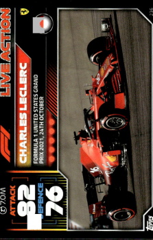Charles Leclerc Ferrari Topps F1 Turbo Attax 2022 F1 Live Action 2021 #236
