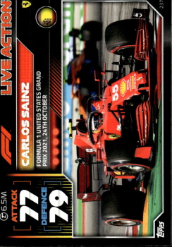 Carlos Sainz Ferrari Topps F1 Turbo Attax 2022 F1 Live Action 2021 #237