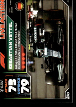 Sebastian Vettel Aston Martin Topps F1 Turbo Attax 2022 F1 Live Action 2021 #242