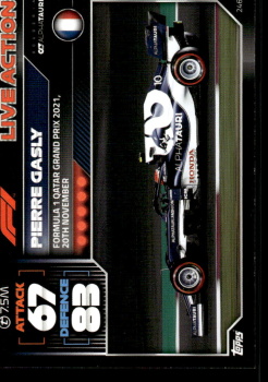Pierre Gasly Scuderia AlphaTauri Topps F1 Turbo Attax 2022 F1 Live Action 2021 #246