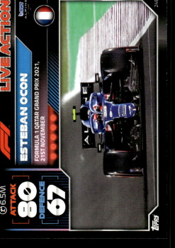 Esteban Ocon Alpine Topps F1 Turbo Attax 2022 F1 Live Action 2021 #248