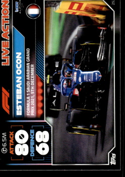Esteban Ocon Alpine Topps F1 Turbo Attax 2022 F1 Live Action 2021 #252