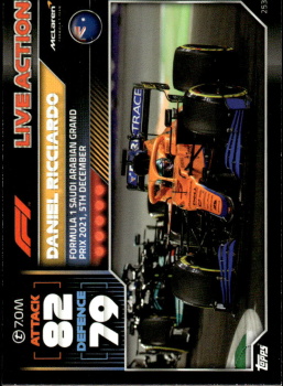 Daniel Ricciardo McLaren Topps F1 Turbo Attax 2022 F1 Live Action 2021 #253