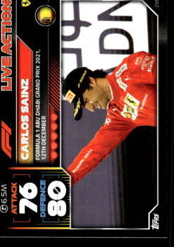 Carlos Sainz Ferrari Topps F1 Turbo Attax 2022 F1 Live Action 2021 #256