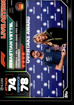 Sebastian Vettel Aston Martin Topps F1 Turbo Attax 2022 F1 Live Action 2021 #258