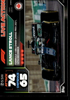Lance Stroll Aston Martin Topps F1 Turbo Attax 2022 F1 Live Action 2021 #259