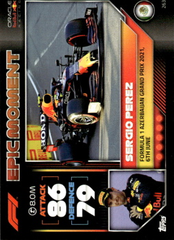 Sergio Perez Red Bull Racing Topps F1 Turbo Attax 2022 F1 Epic Moments #263