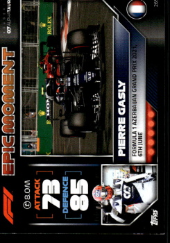 Pierre Gasly Scuderia AlphaTauri Topps F1 Turbo Attax 2022 F1 Epic Moments #265