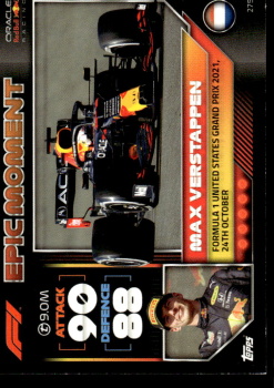 Max Verstappen Red Bull Racing Topps F1 Turbo Attax 2022 F1 Epic Moments #275