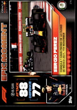 Sergio Perez Red Bull Racing Topps F1 Turbo Attax 2022 F1 Epic Moments #276