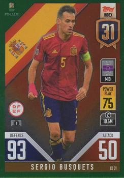 Sergio Busquets Spain Topps Match Attax 101 Road to UEFA Nations League Finals 2022 Green Crystal Parallel #CD31g