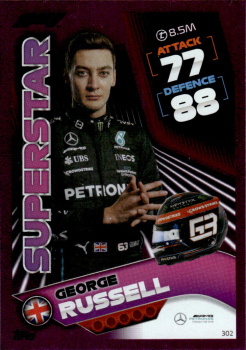 George Russell Mercedes-AMG Topps F1 Turbo Attax 2022 F1 Superstars #302