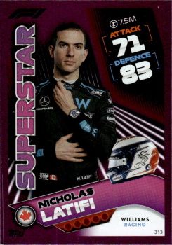 Nicholas Latifi Williams Topps F1 Turbo Attax 2022 F1 Superstars #313