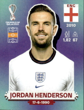 Jordan Henderson England samolepka Panini World Cup 2022 Silver version #ENG13
