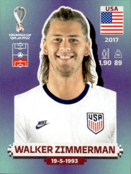 Walker Zimmerman USA samolepka Panini World Cup 2022 Silver version #USA10