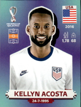 Kellyn Acosta USA samolepka Panini World Cup 2022 Silver version #USA12